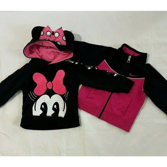 Nike/Disney Kids Girls Hoodie Long Sleeves Black Pink & Jacket Full Zip Size 2 - Picture 1 of 12